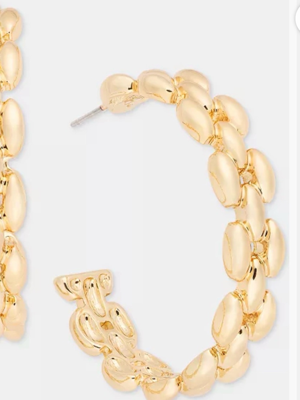 Gold Linked Hoop Earrings - Women's Fashion Jewelry